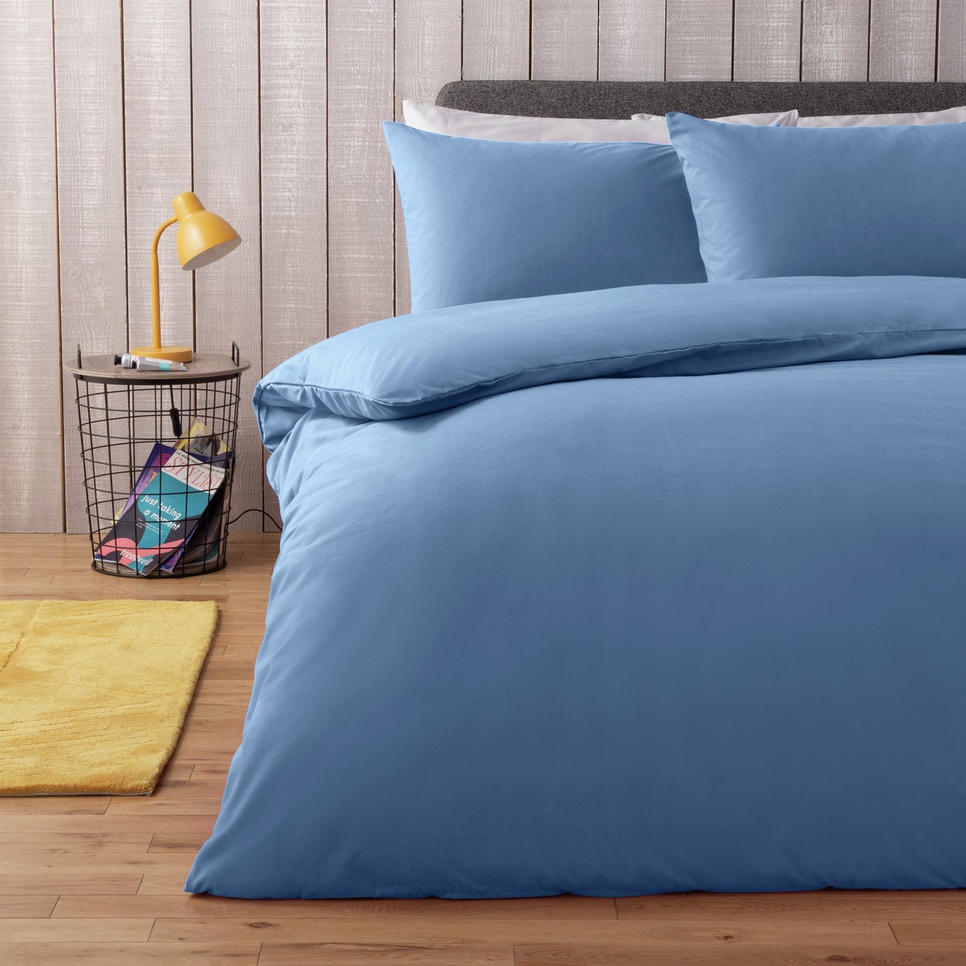Argos Home Easycare Plain Blue Bedding Set - Double