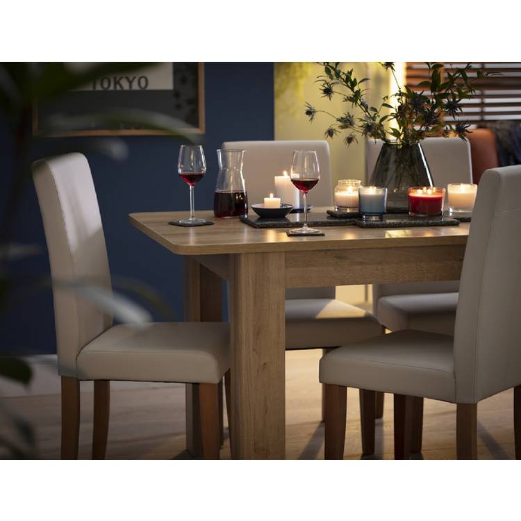 Argos Home Miami Extending Oak Dining Table &4 Cream Chairs 0