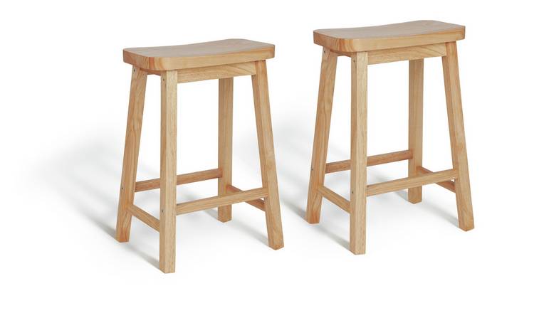 Habitat Pair of Saddle Bar Stools - Natural