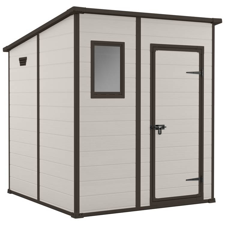 Keter Manor Pent Outdoor Garden Storage Shed 6 x 6ft - Brown 0
