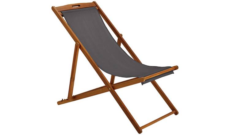 Argos Home Wooden Deck Chair - Grey 0