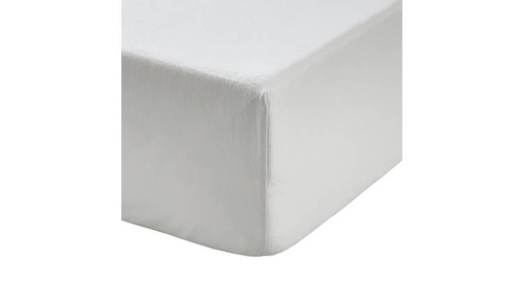 Cream Argos Home Easycare 100% Cotton 35cm Kingsize Fitted Sheet 