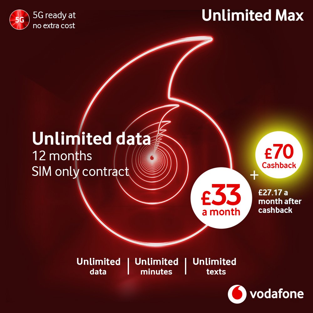 Vodafone Max 12 Month Unlimited Data 5G SIM Card