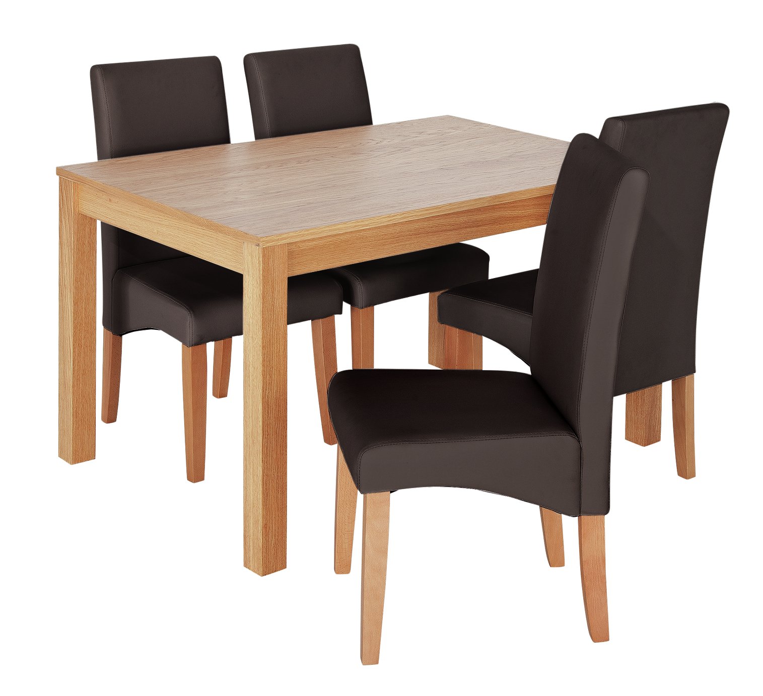 Argos Home Clifton Oak Dining Table & 4 Chocolate Chairs
