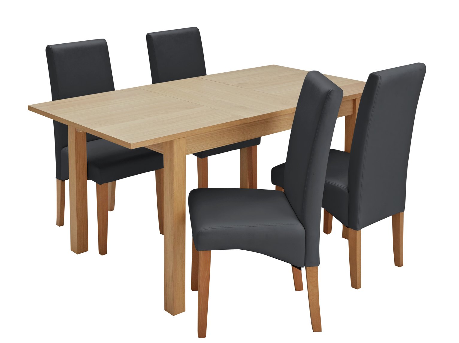 Habitat Clifton Oak Extending Table & 4 Black Chairs