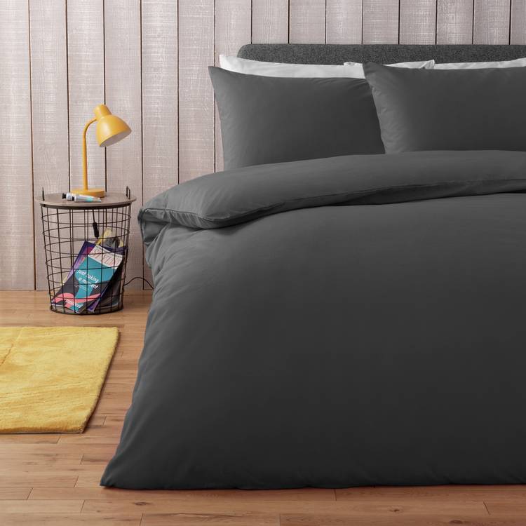 Habitat Easycare Plain Black Bedding Set - Double 0