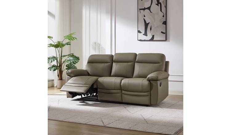 Argos Home Paolo Leather Mix 3 Seater Recliner Sofa - Grey