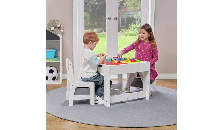 Liberty House Kids Activity Table & 2 Chairs - White & Grey