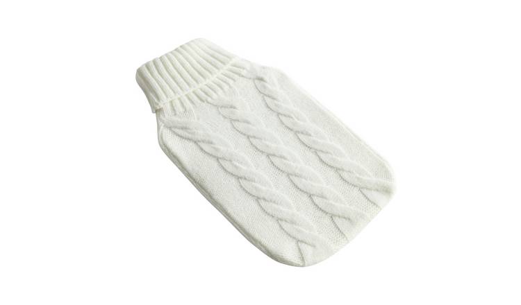 Argos Home White Knitted Autumnal Hot Water Bottle