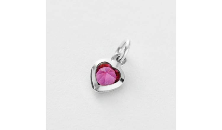 Revere 925 Sterling Silver Pink Stone Heart Charm