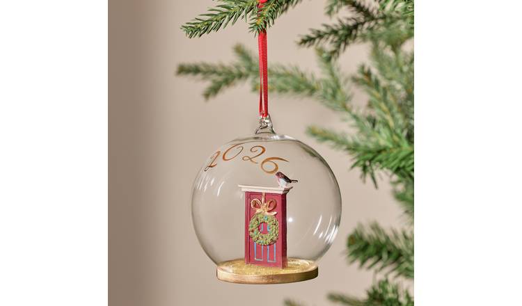 Argos Home Country Xmas 26 Letterbox in Glass Bauble Hanging Christmas Ornament