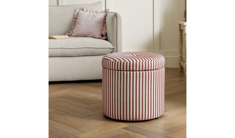 Habitat Leo Fabric Storage Ottoman - Plum Stripe