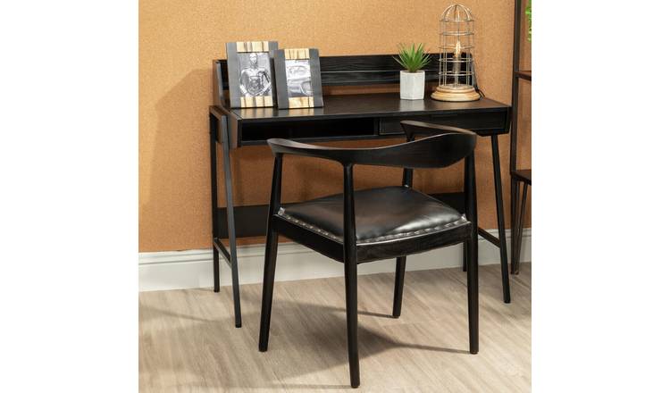Fifty Five South Kendari Leather and Wooden Chair - Black