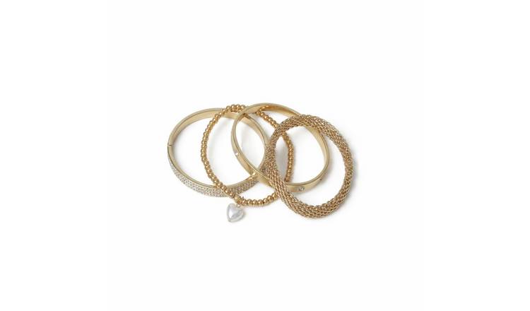 Liars & Lovers Gold Tone Mixed Bangle and Bracelet Stack - Pack of 4