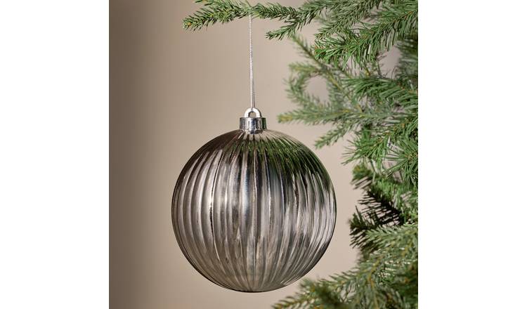 Argos Home Silver Textured Christmas Bauble