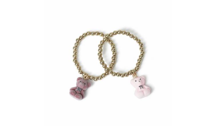 Flitzy Gold Tone Teddy Charm Bracelet - Pack of 2