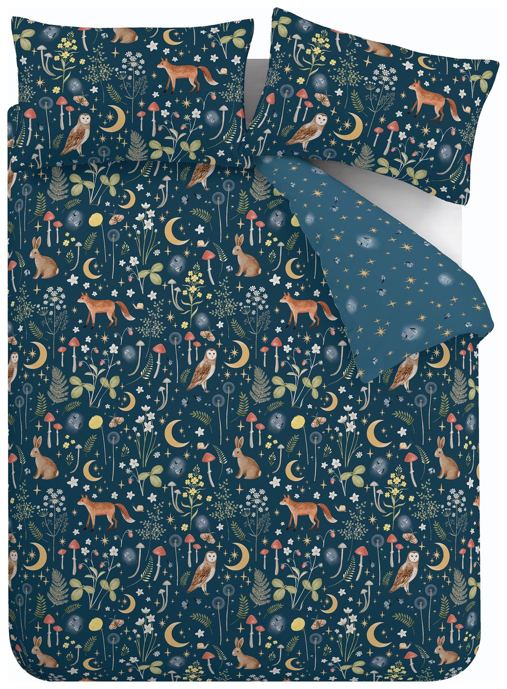 Catherine Lansfield Enchanted Twilight Bettwäsche-Set Doppelbett – Wendbar Mit Waldtier-Motiven, Aus Recyceltem Polyester & Baumwolle