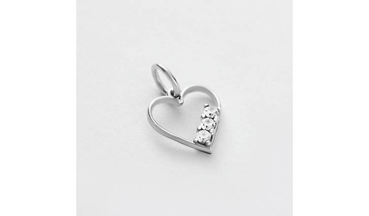 Revere 925 Sterling Silver Cubic Zirconia Heart Charm