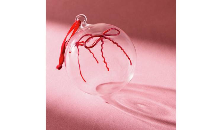 Habitat Glass Bow Christmas Bauble