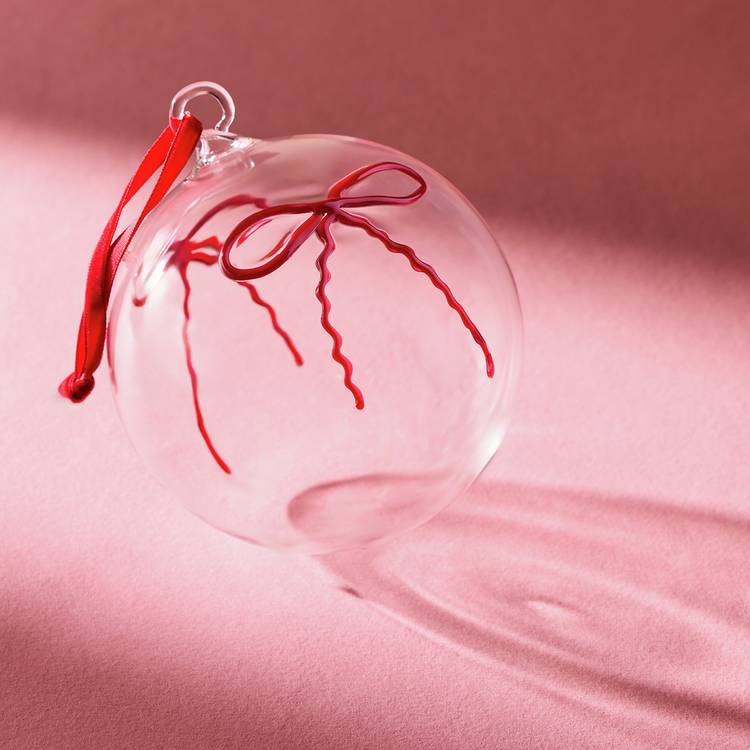 Habitat Glass Bow Christmas Bauble 0