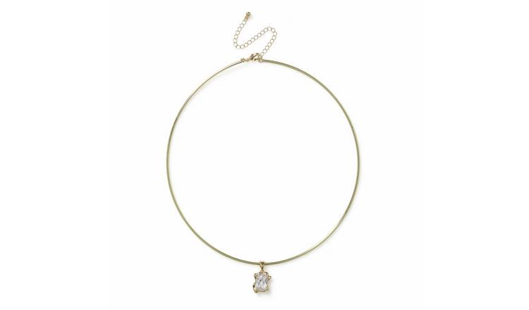 Freedom Gold Tone Crystal Drop Collar Necklace