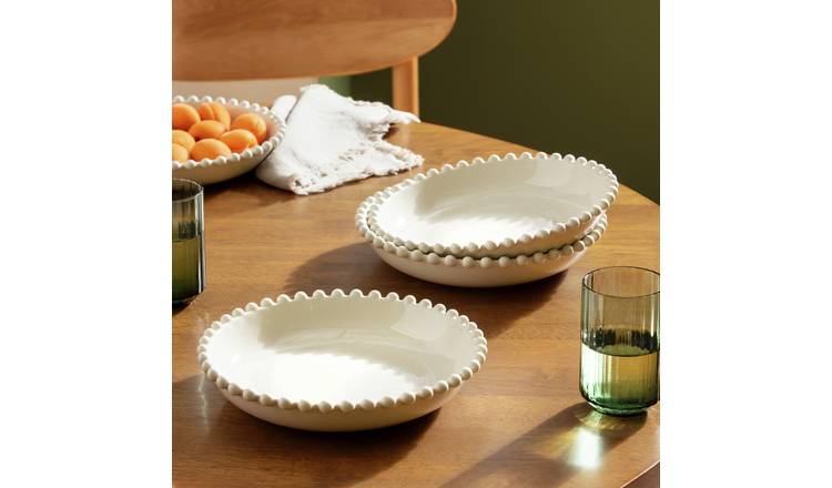 Habitat Bobbin 4 Piece Stoneware Pasta Bowls - Cream