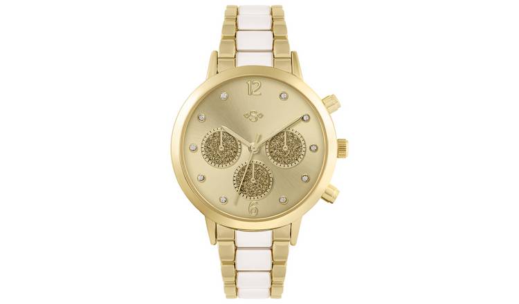 Spirit Ladies White & Gold Plated Multi Dial Bracelet Watch