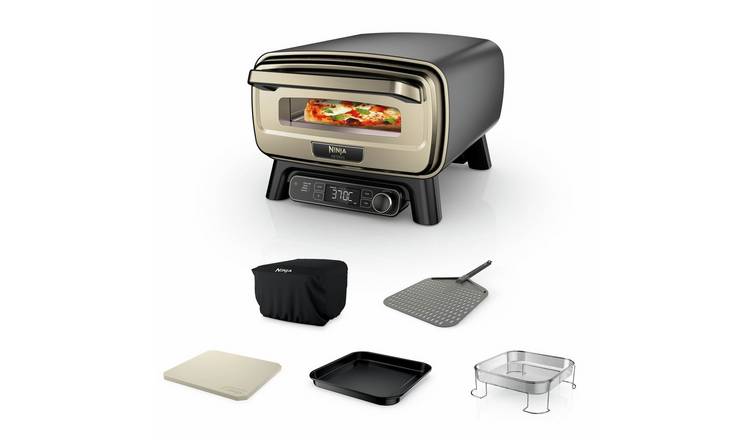 Ninja Artisan Electric Outdoor Pizza Oven & Air Fryer with Cover - Black & Gold