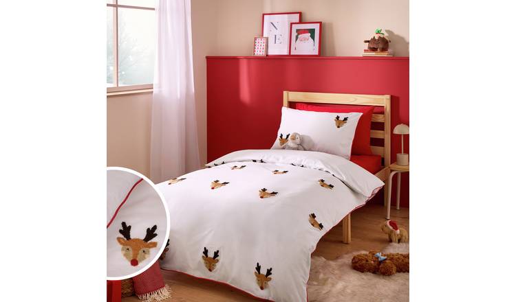 Argos Home Kids Tufted Reindeer Pink Bedding Set - Toddler