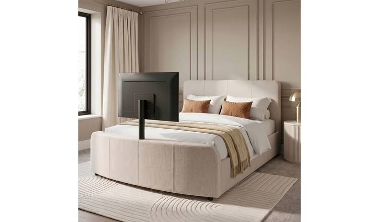 Argos Home Sydney Kingsize Side Lift Ottoman TV Bed - Natural