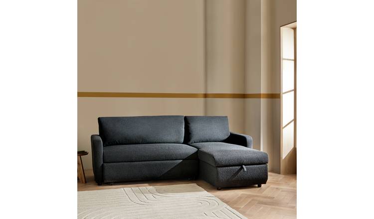 Habitat Enia Boucle Fabric Right Hand Storage Corner Chaise Sofa Bed - Grey