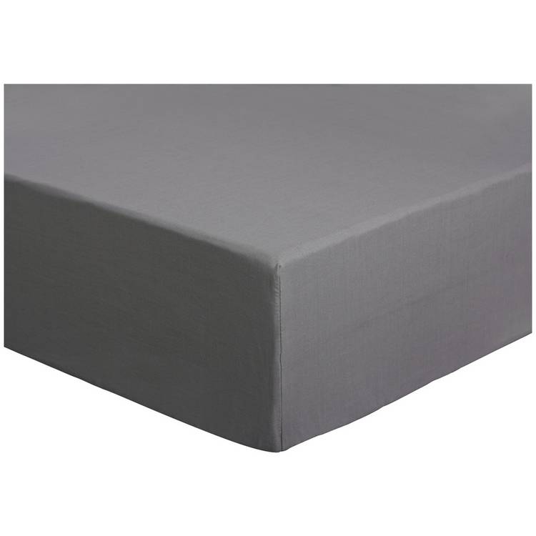 Habitat Plain Grey Fitted Sheet - Small Double 0