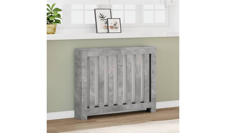 Walplus Vertical Slats Radiator Cover - Concrete Grey - 104 x 20 x 82 cm