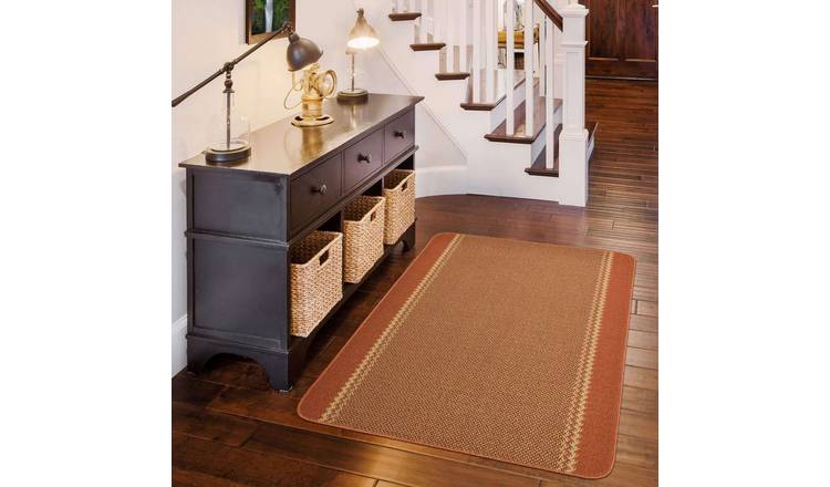 The Rugs Terracotta Lined Washable Bordered Slip Resistant  Rug - 50 x 80cm