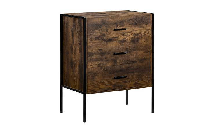Vida Designs Brooklyn 3 Drawer Chest - Dark Wood