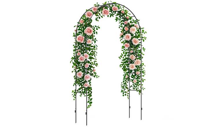 Outsunny Metal Garden Arch Trellis for Climbing Plants - Black