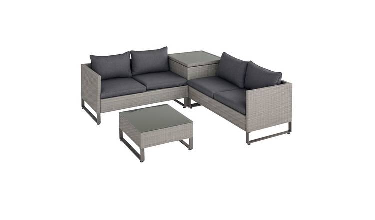 Outsunny 4 Piece Garden Sofa Set with Storage Box - Grey
