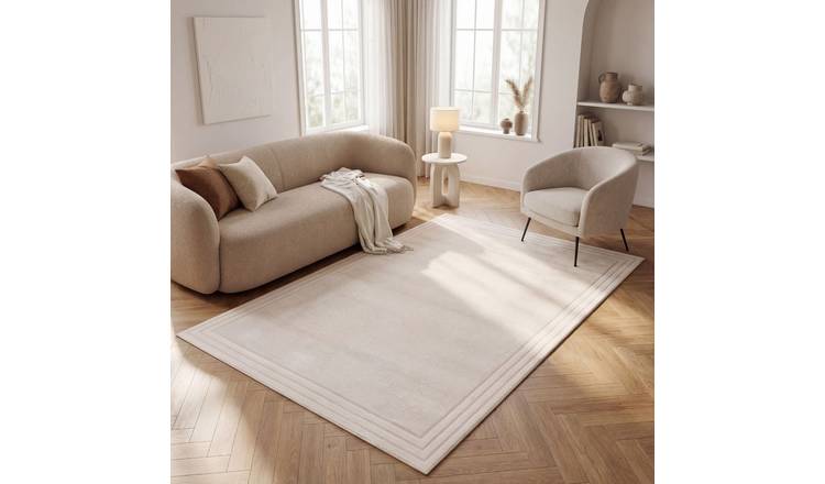 The Rugs Cream Carmel Bordered Rug - 120 x 170cm