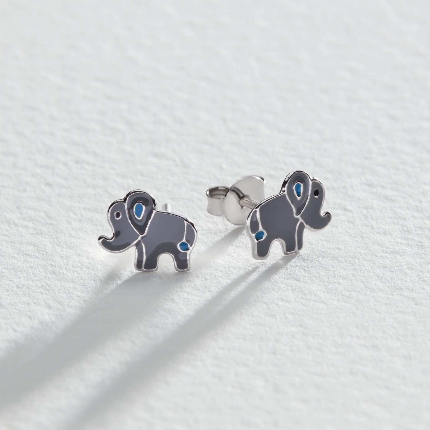 Revere Sterling Silver Enamel Elephant Stud Earrings