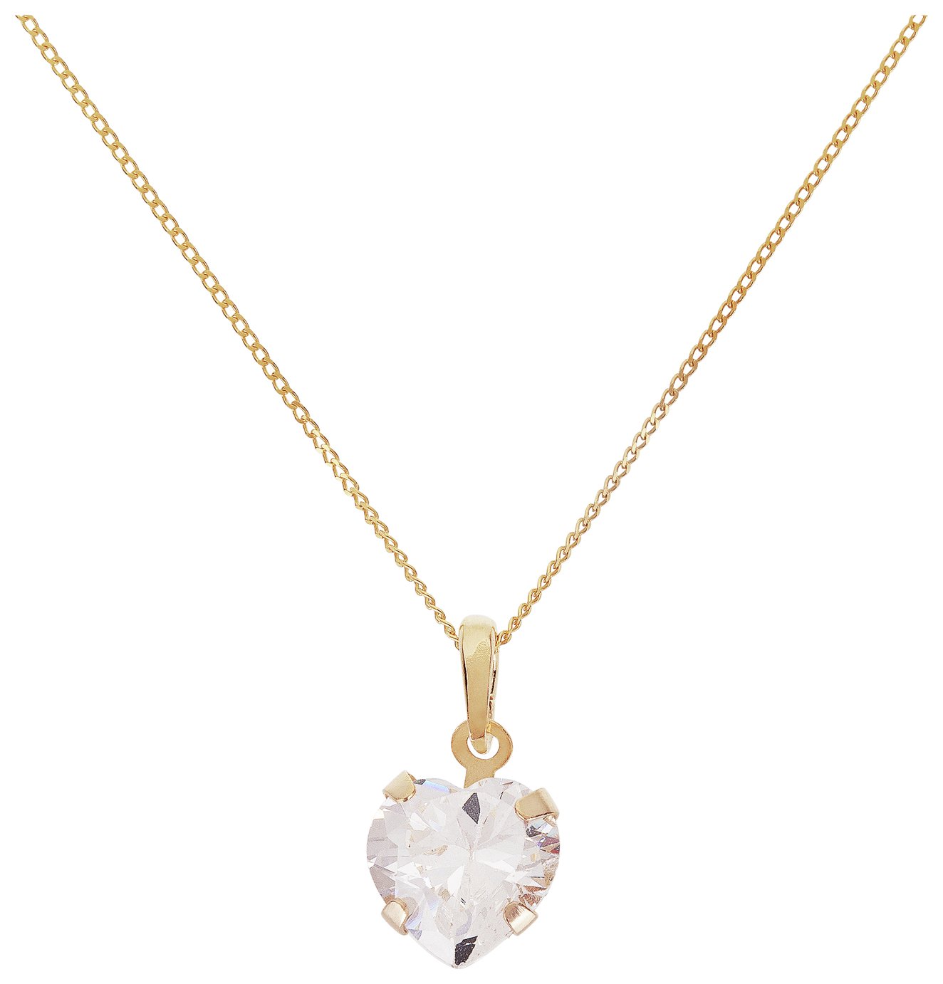 Revere 9ct Gold Heart Pendant 16 Inch Necklace