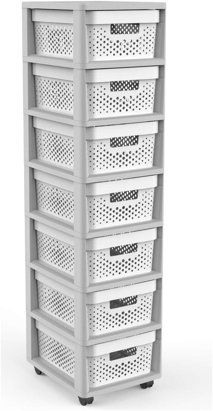 Curver Infinity 7 Drawer Tower - Grey & White