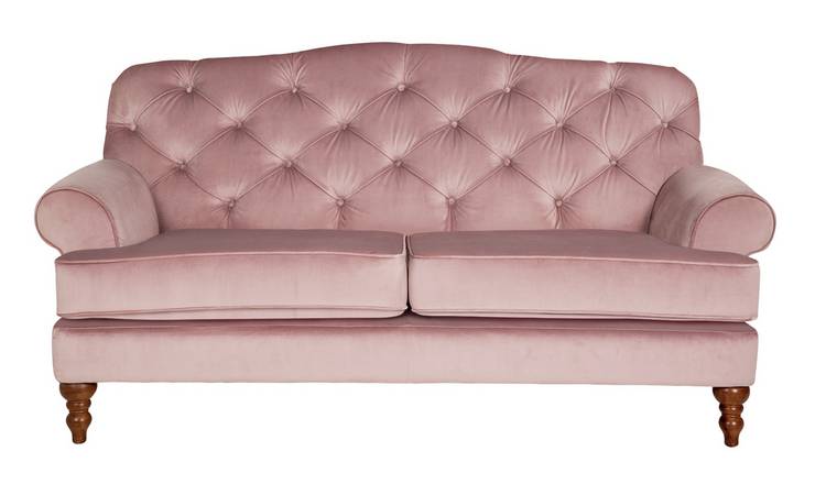 Habitat Valerie 2 Seater Velvet Sofa - Blush Pink