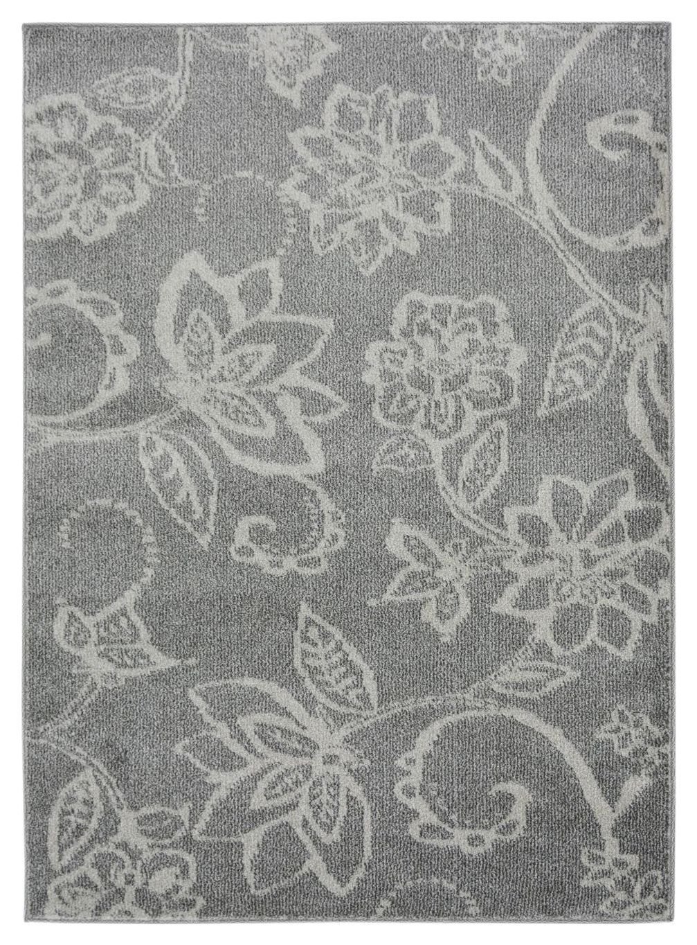 Melrose Villa Floral Scroll Rug - 80x150cm - Grey