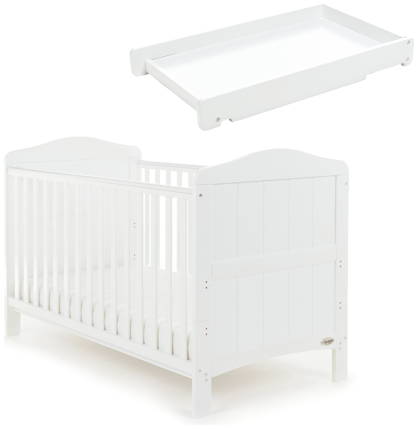 Obaby Whitby Cot Bed and Cot Top Changer - White