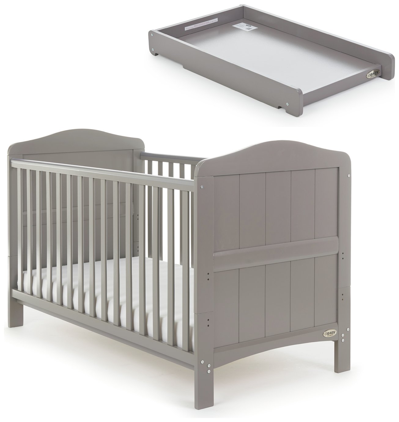 Obaby Whitby Cot Bed & Cot Top Changer - Taupe Grey