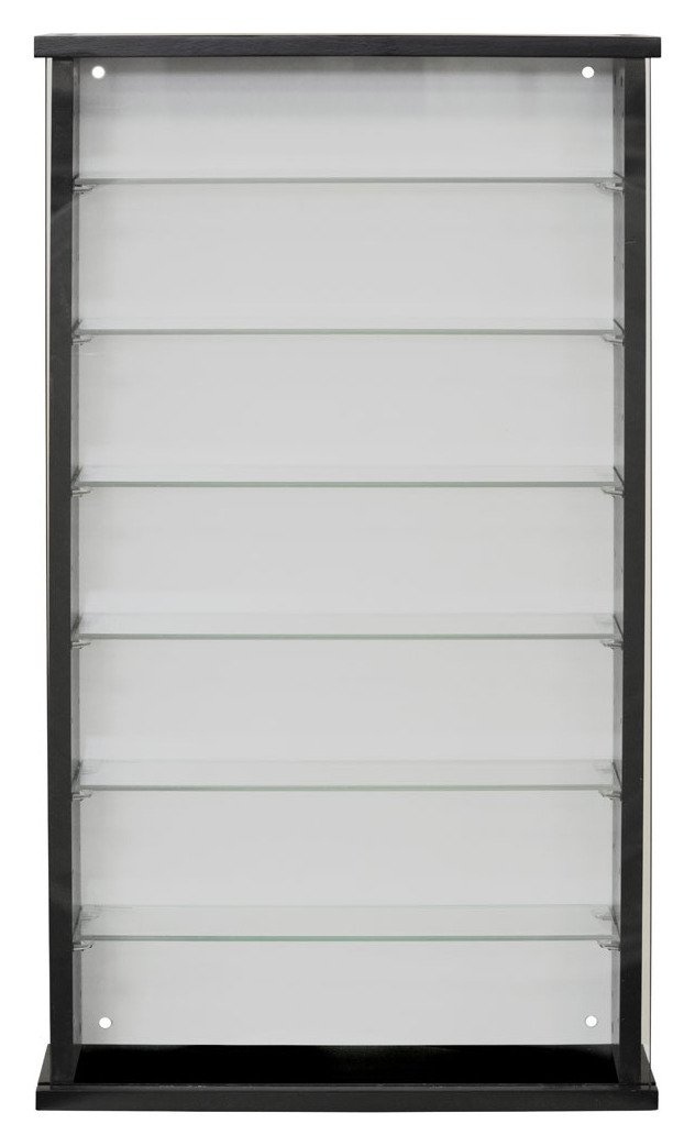 Single Door Solid Wood and Glass Display Cabinet - Black