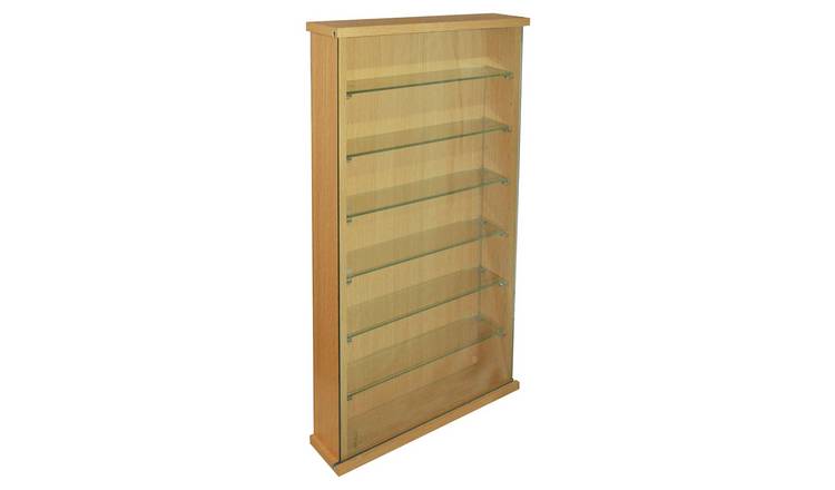 Buy Single Door 6 Glass Shelf Display Cabinet Oak Effect Display