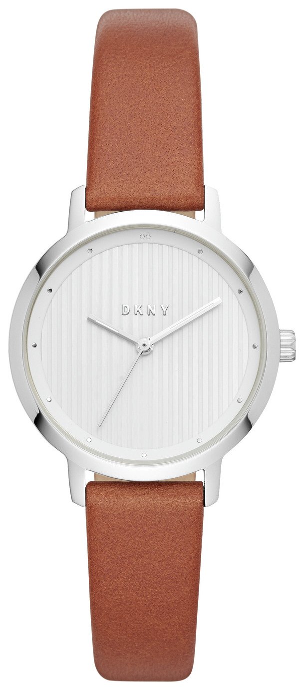 DKNY White Dial Ladies Leather Strap Watch