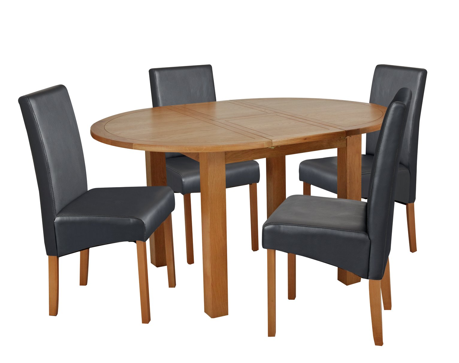 Argos Home Clifton Oak Extending Round Table & 4 Black Chair