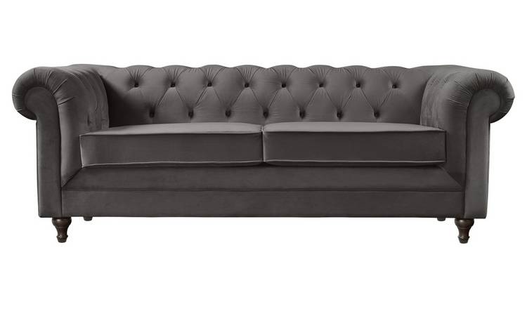 Habitat Chesterfield Velvet 3 Seater Sofa - Charcoal